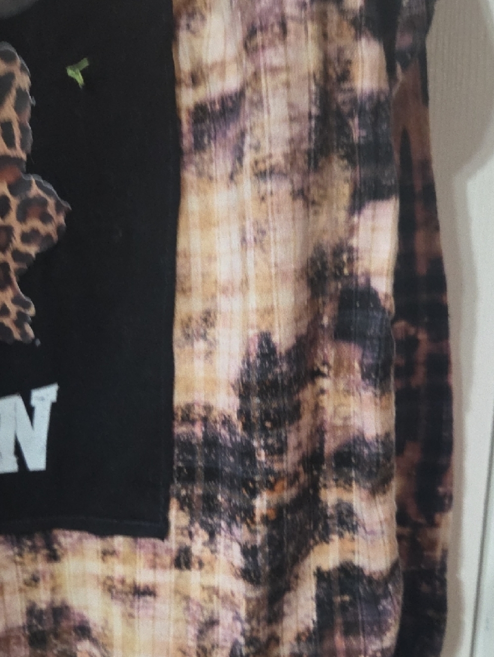 George Hand Bleach/Altered Button-Down Flannel Shirt - Brown Black Cream - Picture 4 of 10